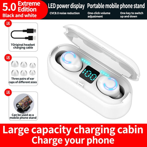 Mini TWS Bluetooth 5.0 Earphones Wireless Headphones 9D Hifi Stereo Sports Waterproof Wireless Earphone Headset  With Microphone