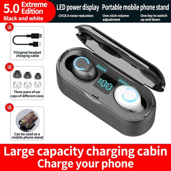 Mini TWS Bluetooth 5.0 Earphones Wireless Headphones 9D Hifi Stereo Sports Waterproof Wireless Earphone Headset  With Microphone