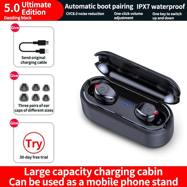 Mini TWS Bluetooth 5.0 Earphones Wireless Headphones 9D Hifi Stereo Sports Waterproof Wireless Earphone Headset  With Microphone
