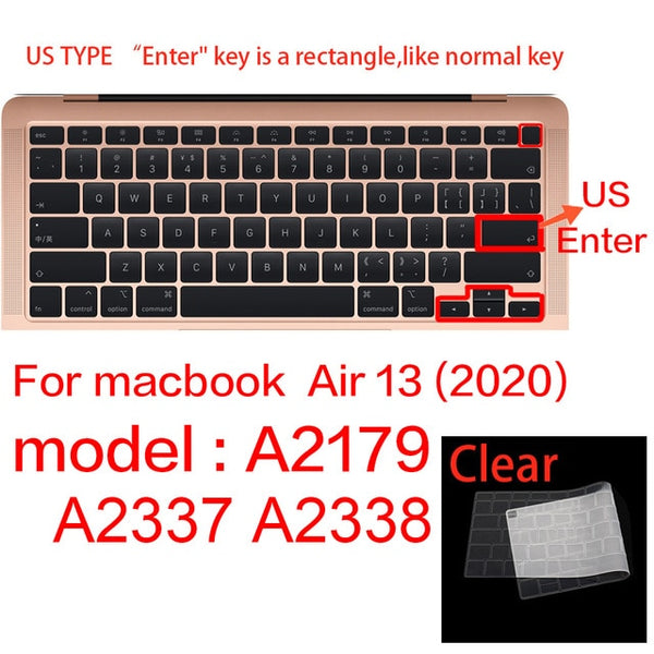 For Apple Macbook pro13/11Air 13/15 Retina12 inch All series silicone keyboard cover case transparent clear protecter film EU/US