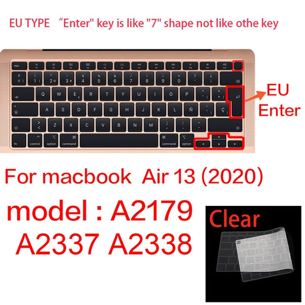 For Apple Macbook pro13/11Air 13/15 Retina12 inch All series silicone keyboard cover case transparent clear protecter film EU/US