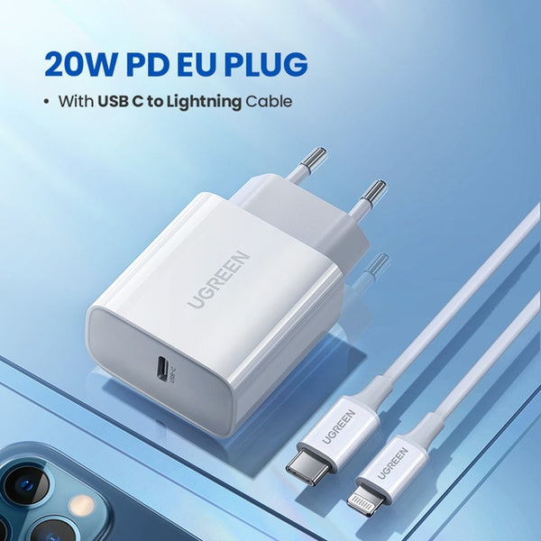 Ugreen Quick Charge 4.0 3.0 QC PD Charger 20W QC4.0 QC3.0 USB Type C Fast Charger for iPhone 12 X Xs 8 Xiaomi Phone PD Charger