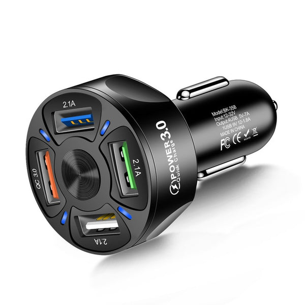 Car USB Charger Quick Charge 3.0 4.0 Universal 18W Fast Charging in car 4 Port mobile phone charger for samsung s10 iphone 11 7